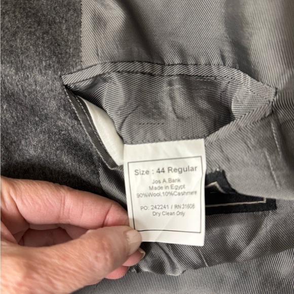 Men! Jos. A. Bank Wool & Cashmere Blend Sport Coat Gray size 44R - Picture 6 of 6